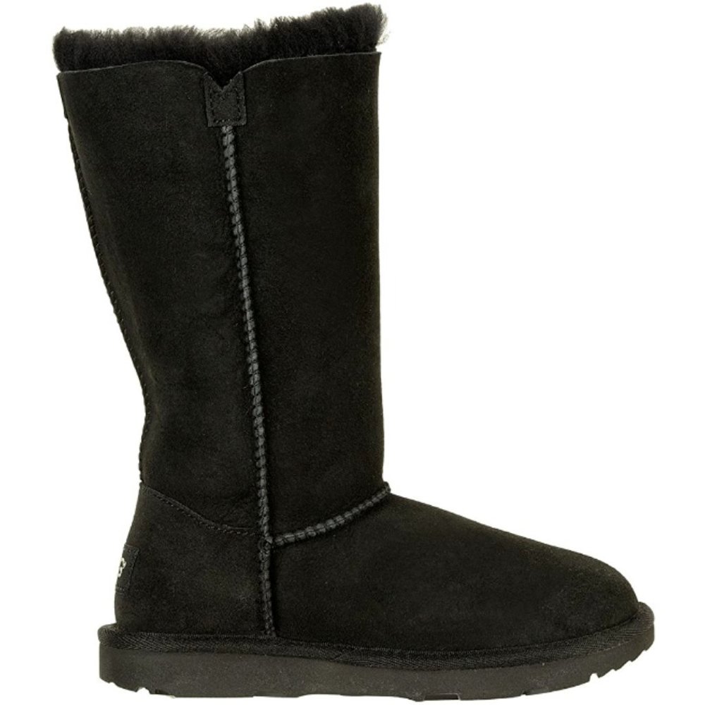NEW UGG Kids Youth Bailey Button Triplet II Black Youth Tall Sheepskin Foldable - Picture 4 of 7